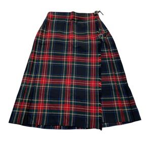 Vintage Wool Kilt Skirt Adjustable Waist Plaid Size 4
